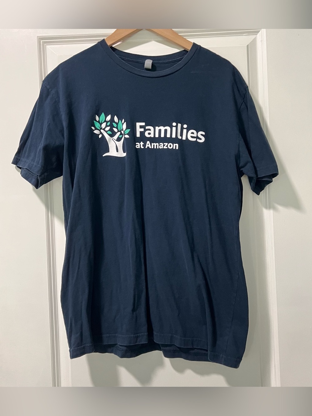 Amazon Unisex Short Sleeve “Families at Amazon” Size Large Navy Employee T-shirt